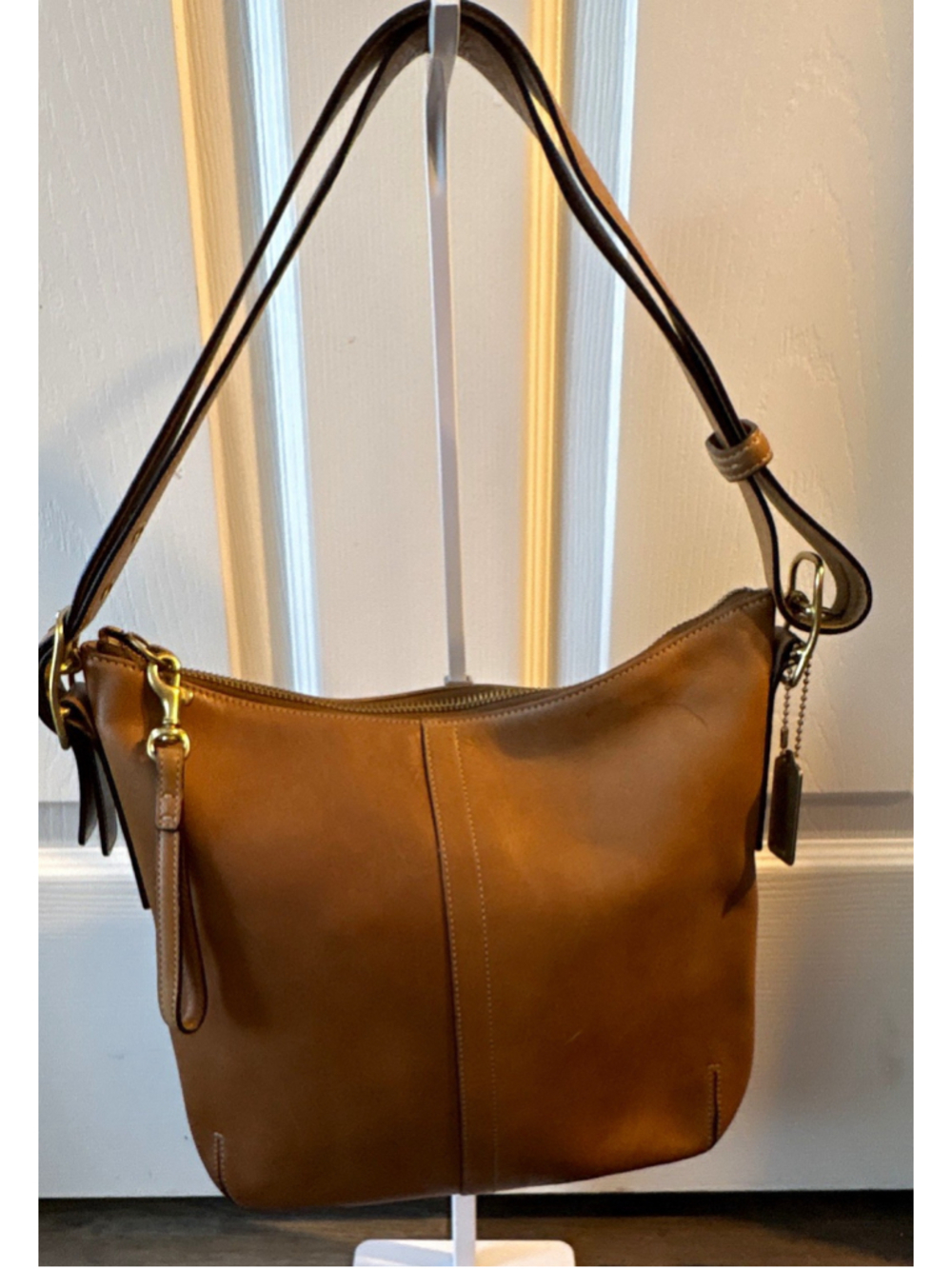 Vintage Coach Legacy 9328 Slim Duffle Hobo Cognac Brown Leather